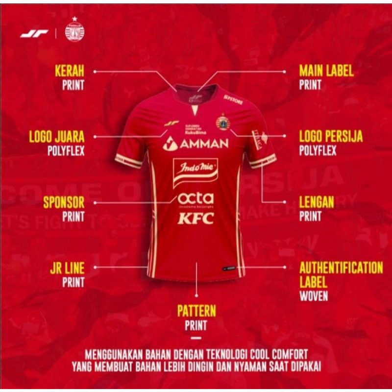Jersey Persija Player Home Versi Sup Original 2022/2023