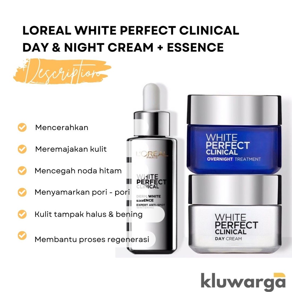 L'Oreal Aura Perfect Clinical Set Serum Wajah Brightening, Day Cream & Night Cream - Skincare Loreal