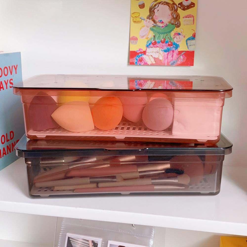 Agustina Organizer Kosmetik Plastik Simple Portable Beauty Egg Dust-proof Persegi Panjang Dengan Tutup