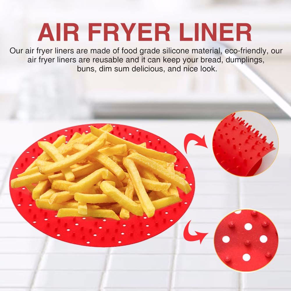 Quinton Alas Air Fryer Bentuk Bulat Bahan Silikon Anti Lengket Reusable