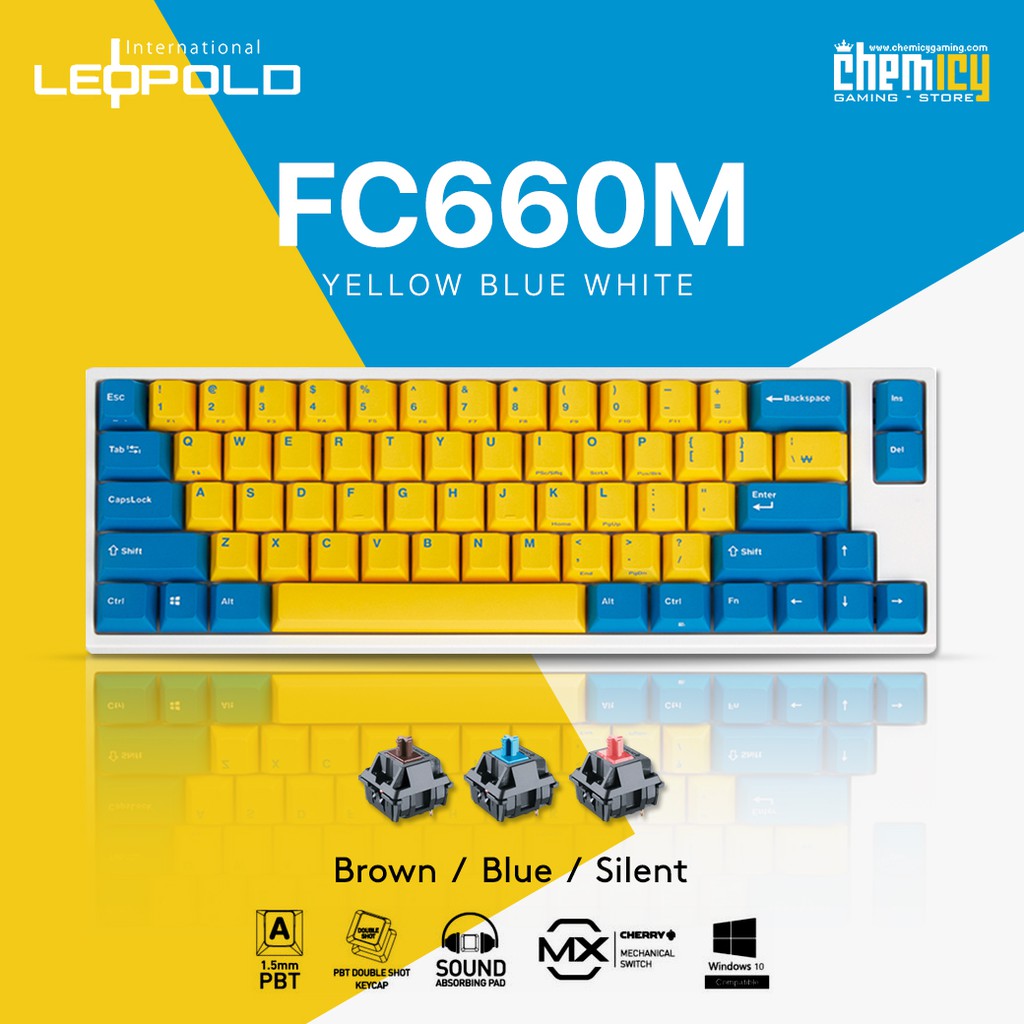 Leopold FC660M Yellow Blue White Mechanical Gaming Keyboard