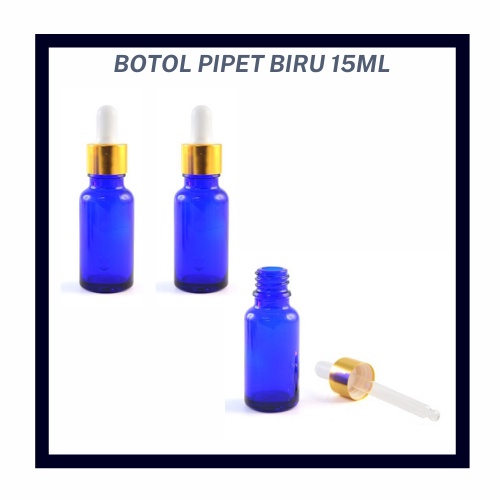 PROMO MURAH BOTOL KACA PIPET WARNA BIRU UKURAN 15 ML / BOTOL SERUM VITAMIN SERBAGUNA / BOTOL MURAH