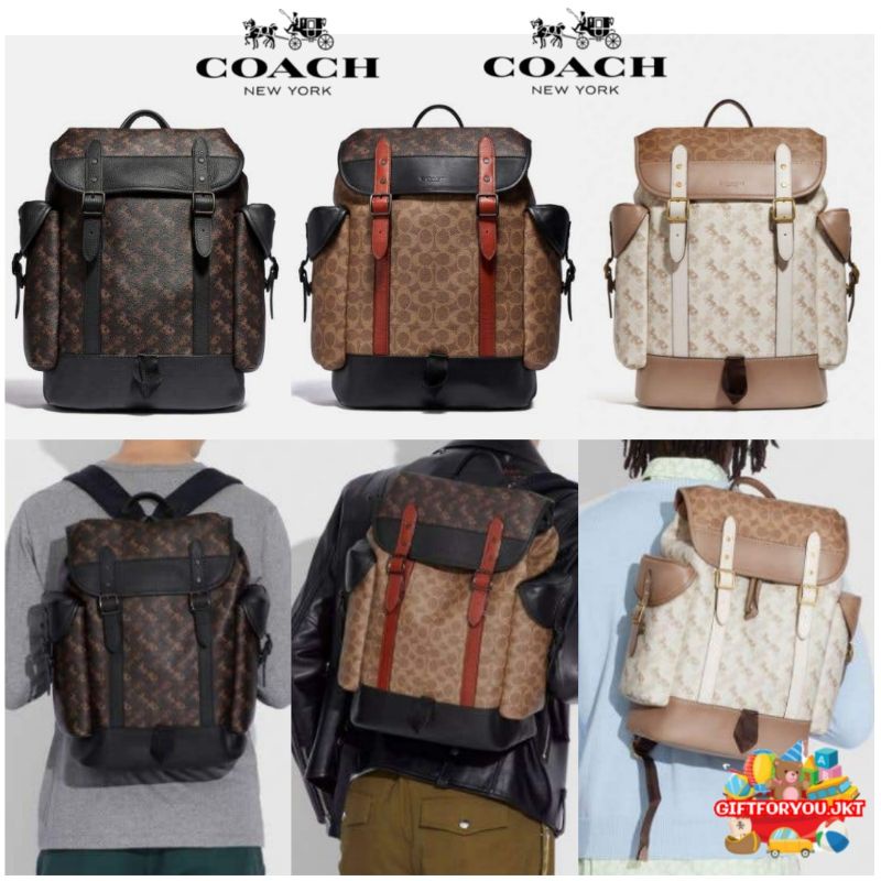 Coach Hitch Backpack Horse Carriage Print Tas Punggung Ransel Pria Laptop Branded Premium Collection