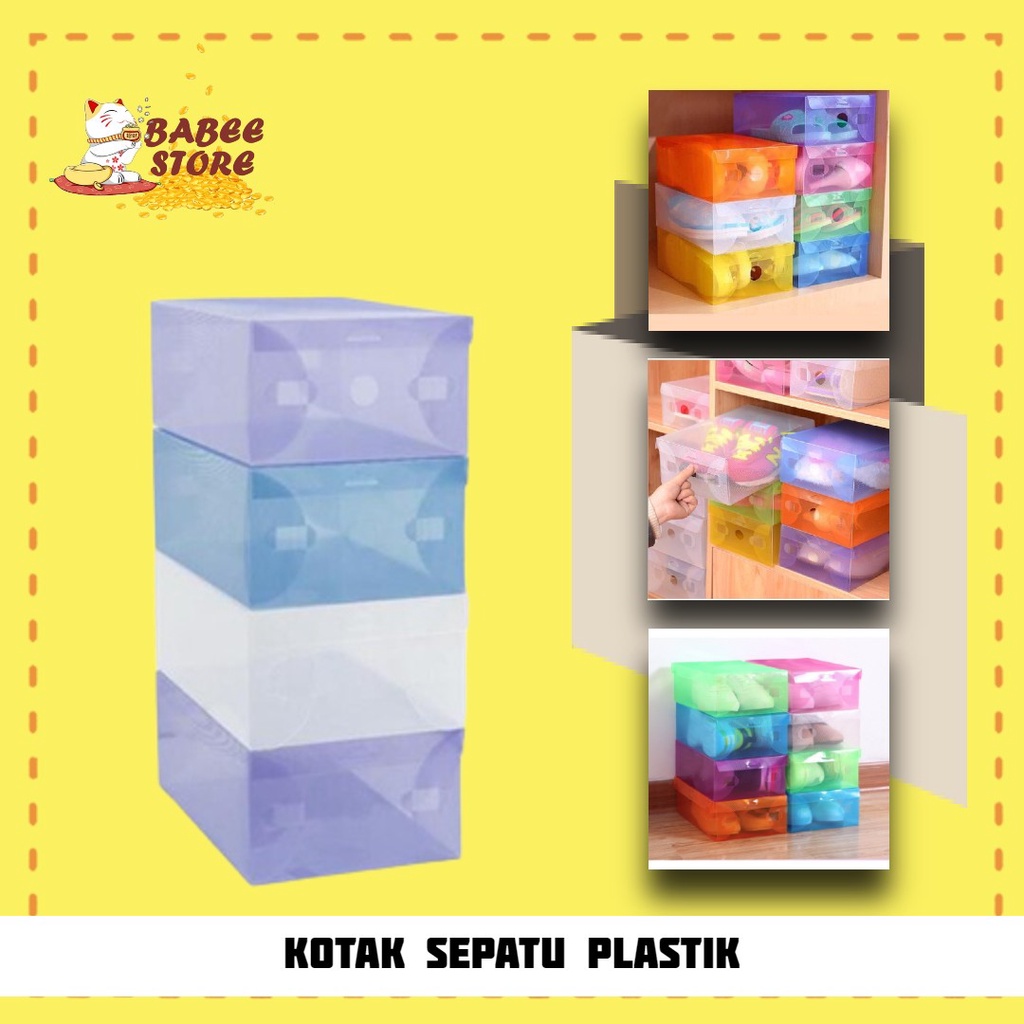 BABEE - BOX / KOTAK SEPATU TRANSPARAN / PENYIMPANAN SEPATU / KOTAK SEPATU LIPAT / TEMPAT SEPATU