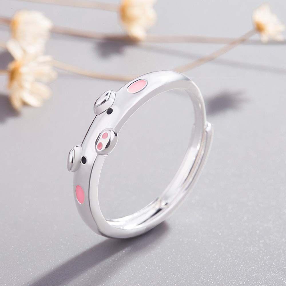 Rebuy Opening Rings Party Lucky 1pc Enamel Hadiah Untuk Wanita Lover Pig Jewelry