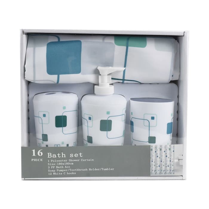 INFORMA - AKSESORIS KAMAR MANDI - BATH SET W/ CURTAIN SQUARE LINE (16)