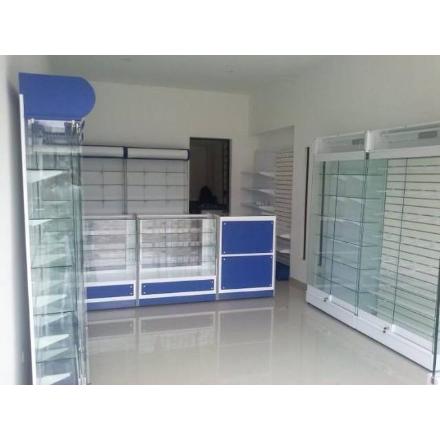 Etalase hpl kombinasi kaca