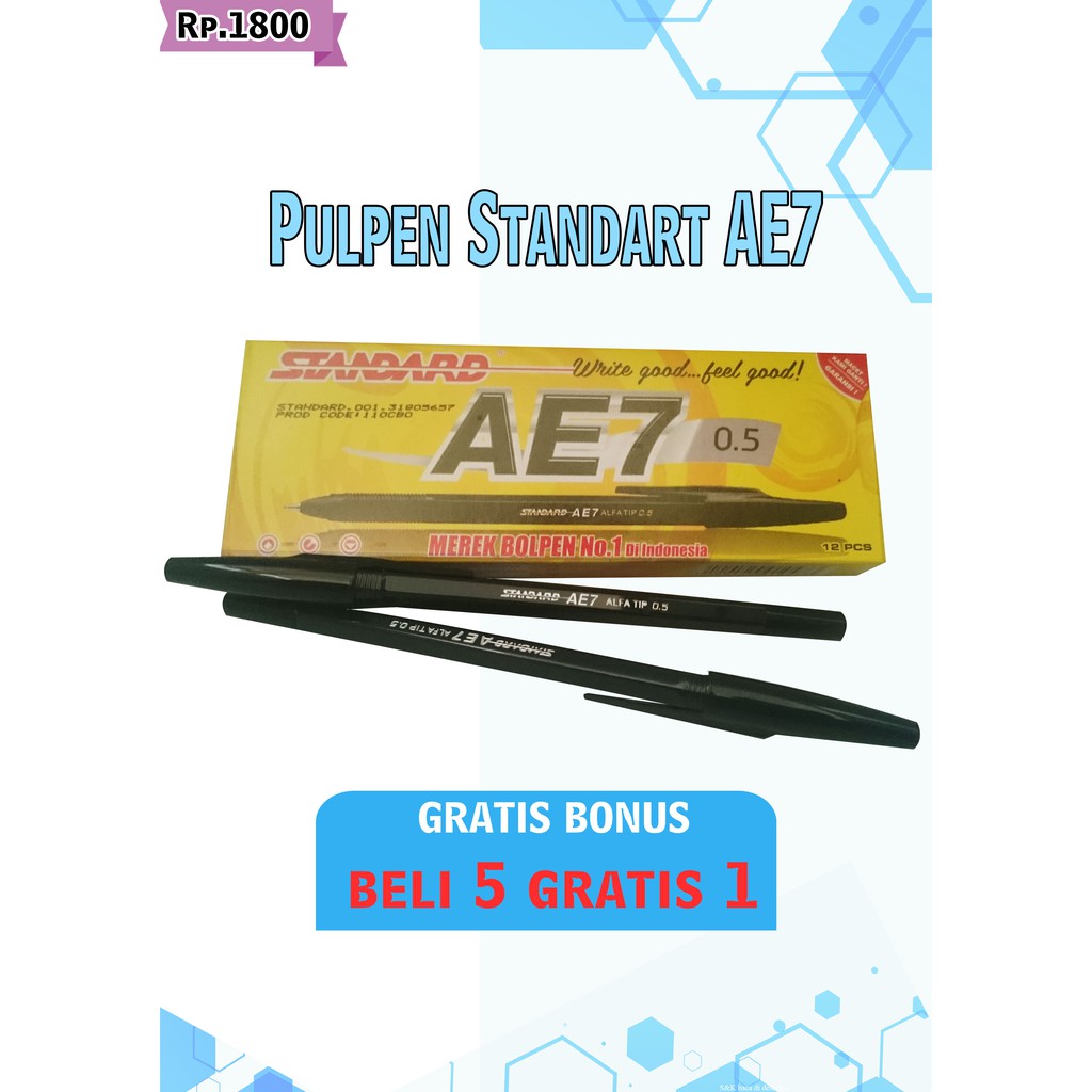 ( SATUAN ) Pulpen Standart AE7 Murah ( FREE BONUS )