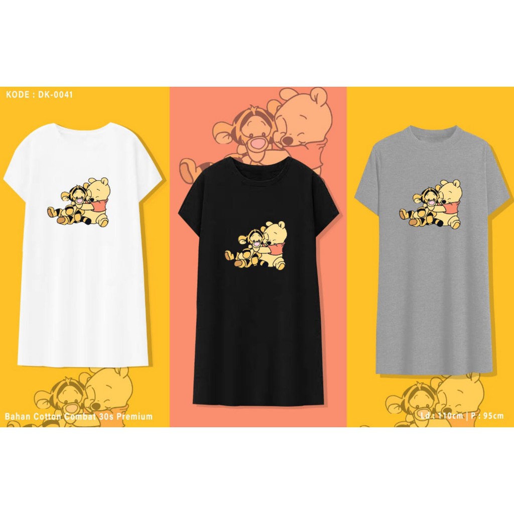 POOH &amp; TIGER / TERMURAH /TERUSAN SANTAI BAJU DRESS KATUN WANITA LENGAN PENDEK / TUMBLR TEE