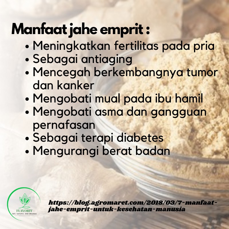 Rempah Jahe Putih Emprit Bubuk Murni Tanpa Gula Segar Bumbu Dapur Kering Organik Herbal Jamu Asli