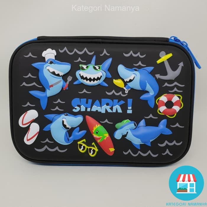 

Kotak pensil dan alat tulis Smiggle EVA Hardcase Shark 3D Waterproof