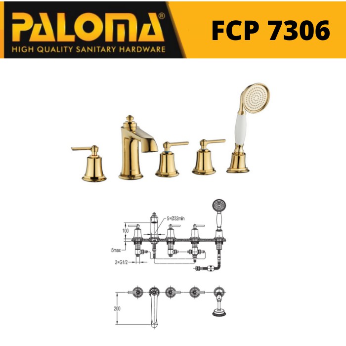 Faucet PALOMA FCP 7306 Keran Kran Air Panas Dingin Bak Bathtub Mandi