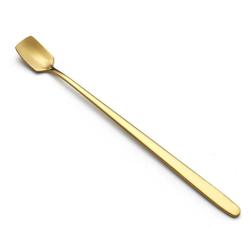 Sendok Panjang Kopi Teh Spoon Stainless Steel Warna Gold || Perlengkapan Makan Minum Barang Unik Murah Lucu - G1199