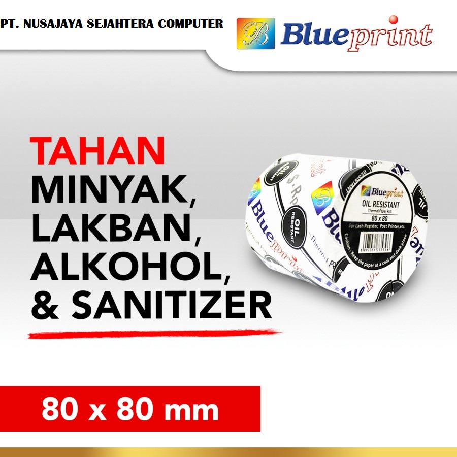 

Kertas Thermal / Kertas Kasir Struk BLUEPRINT 80mmx80mm Oil Resistant