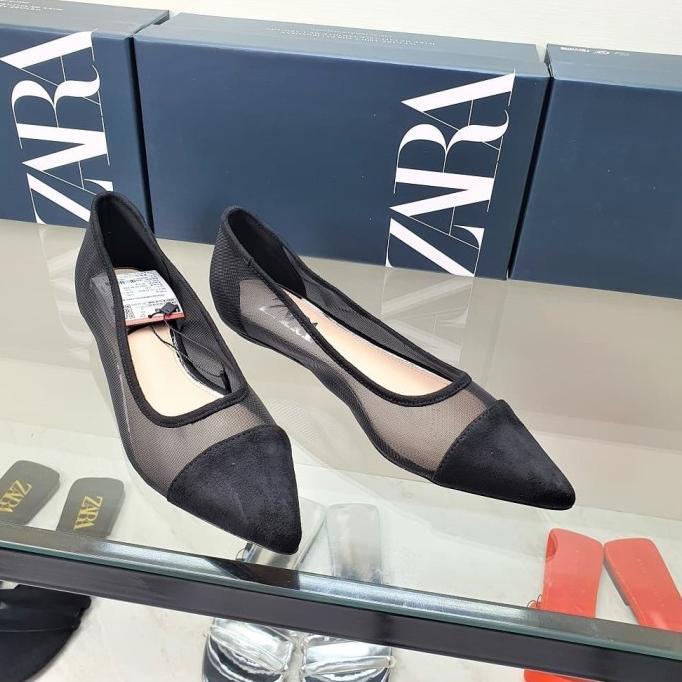 LS25 Zara Flat Shoes black mesh original quality