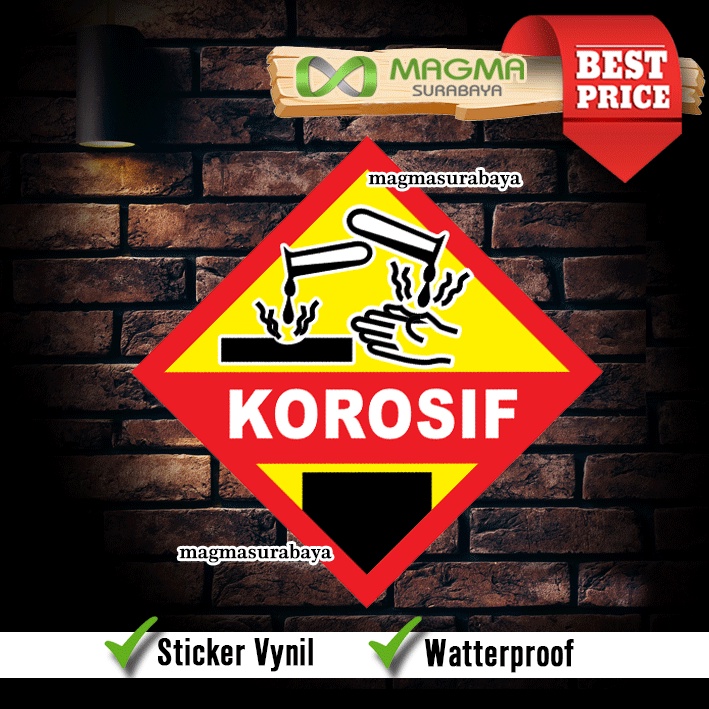 

Stiker Simbol Limbah Logo Korosif label