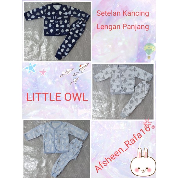 Little Owl Piyama / Setelan Baju Kancing Panjang + Celana Panjang