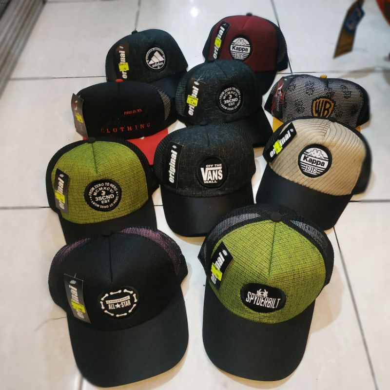 TOPI JARING PRIA APLIKASI KEREN / topi trucker jaring pria distro bordir
