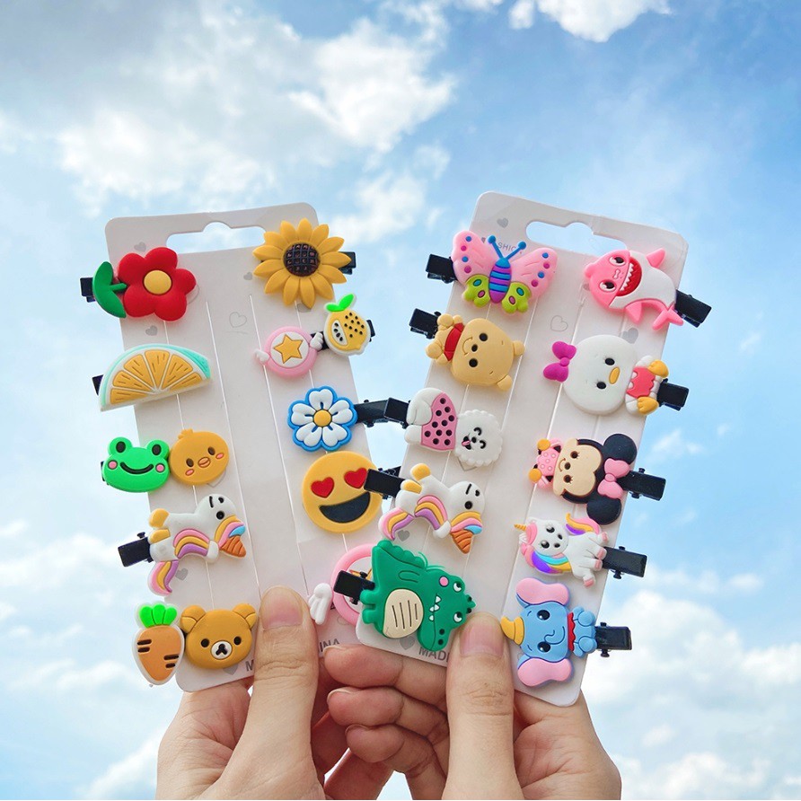 10 Pcs Set Jepit Rambut Kartun Unicorn Pelangi Buah Klip Jepitan Anak Gaya Korea Fashion Hair Clip