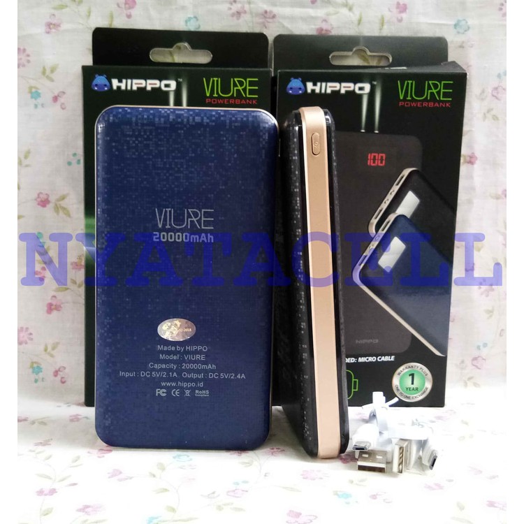 Powerbank Hippo Viure 20000mAh Simpe Pack /Power Bank 20000 mAh SP   termurah