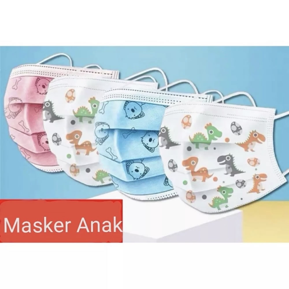 Masker Anak 3 Ply Earloop Disposable Face Mask 3ply Surgical Medis (1 box isi 50 pcs)
