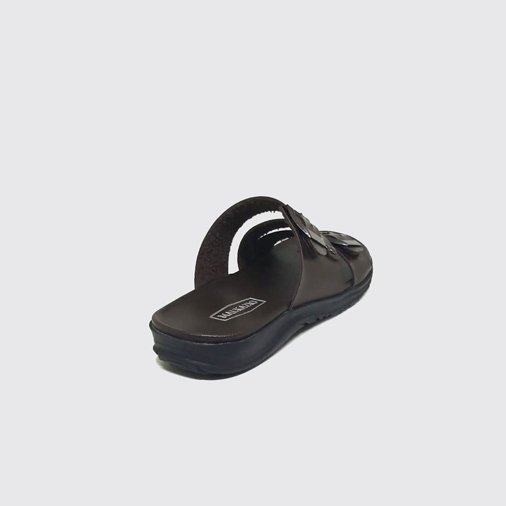 Sandal Pria Kulit Asli Dark Brown / Sendal Selop Bapak2