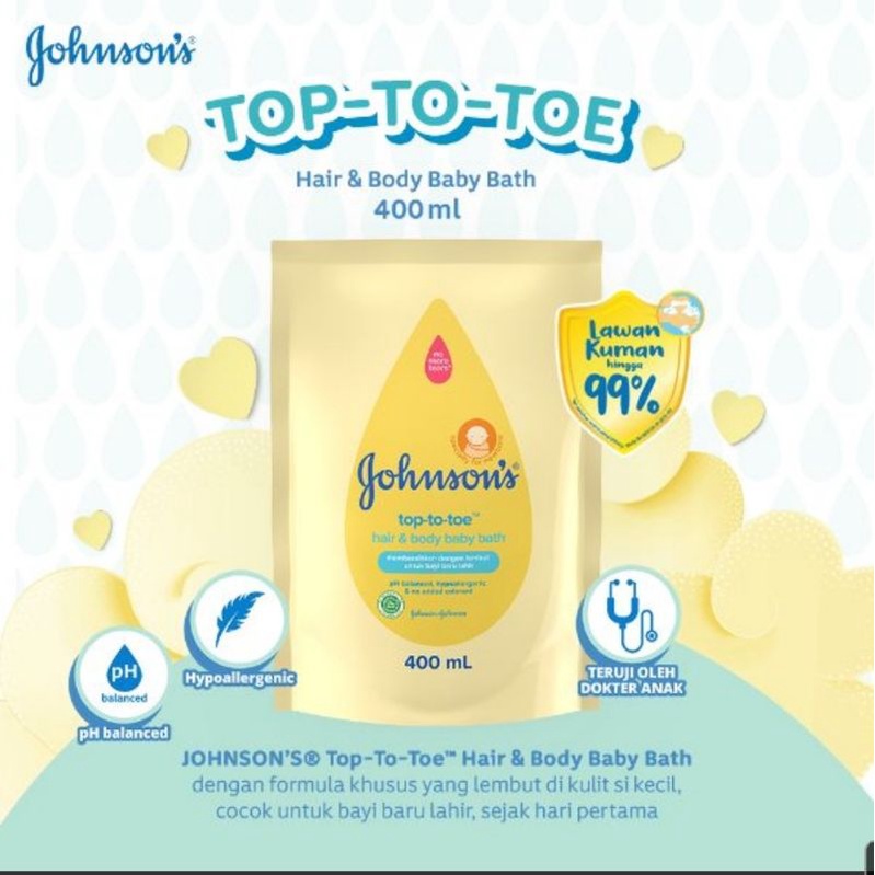 JOHNSONS TOP TO TOE WASH REFFIL 400ML