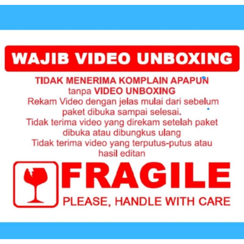 

STICKER FRAGILE | STICKER VIDEO UNBOXING MURAH | UKURAN 5 × 8 CM LARISAMINHELM.ACC MEDAN