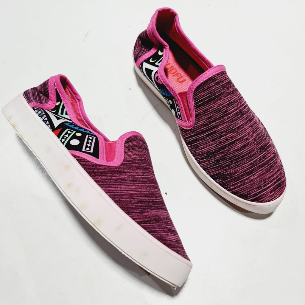 Slip on sepatu wanita kain kanvas foxing luofu wanita cewek import mcl001g