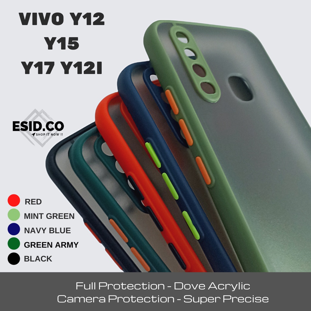 Case Vivo Y12 Y15 Y17 Y12i Camera Protection Frosted Acrylic Dove Matte