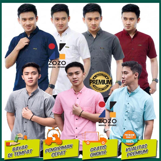 BASIC COLOUR SHIRT - Kemeja Polos Casual Lengan Pendek Kasual Pria