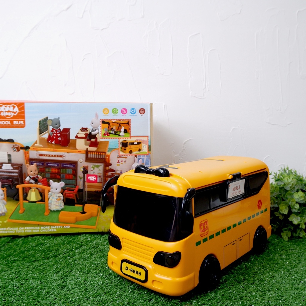 Doll house Bus tour - pretend toys - doll house easy storage - koala diary - bus school - Koala Doll