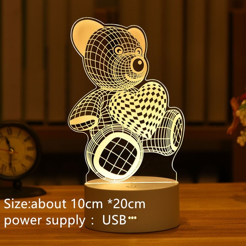Lampu LED 3D Acrylic Transparan Design - J-001 - White