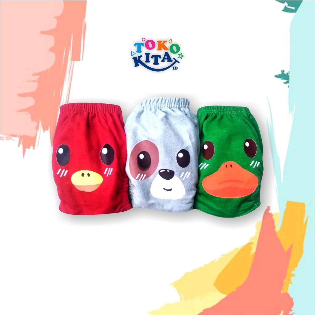 CELANA DALAM ANAK (3 pcs) CD Laki-laki / Perempuan Animal Face Karakter Lucu