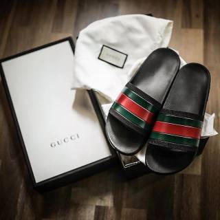  SANDAL  GUCCI  SLIDES BLACK MIRROR QUALITY Shopee Indonesia