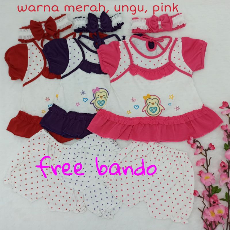 [Ss-1018] Pakaian Bayi Perempuan Size 0-6bulan Gratis Bando, Baju Bayi Lucu, Setelan Bayi