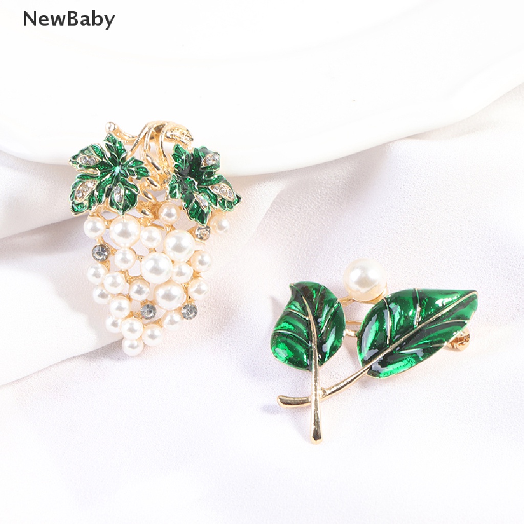 Newbaby 1PC Bros Pin Alloy Desain Buah Hias Mutiara Untuk Wanita
