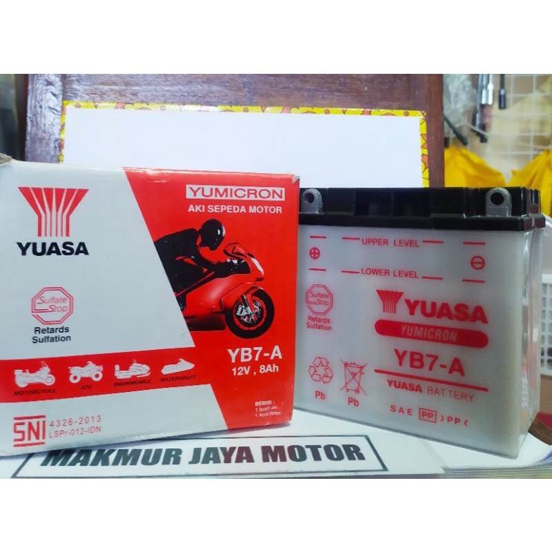 AKI YB7-A YUASA AKI BASAH AKI MOTOR AKI THUNDER 125