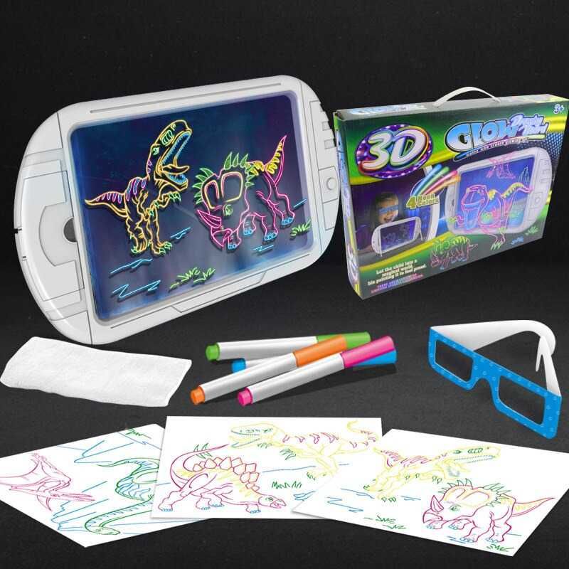

Magnetic Sketchpad Mainan 3D Magic Drawing LED Papan Gambar Anak White