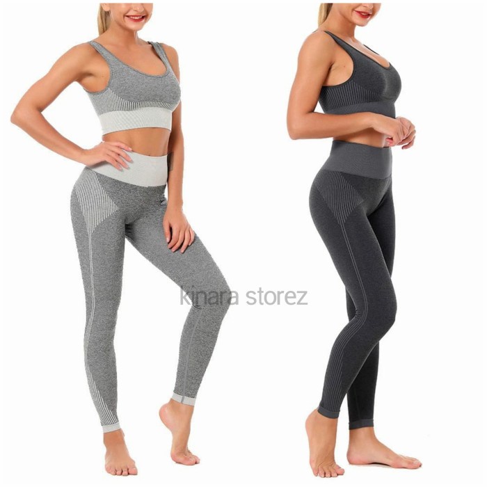 BAJU SENAM WANITA aerobik legging pendek Fitnes Trening set  Setelan sport bra set celana legg C1N2