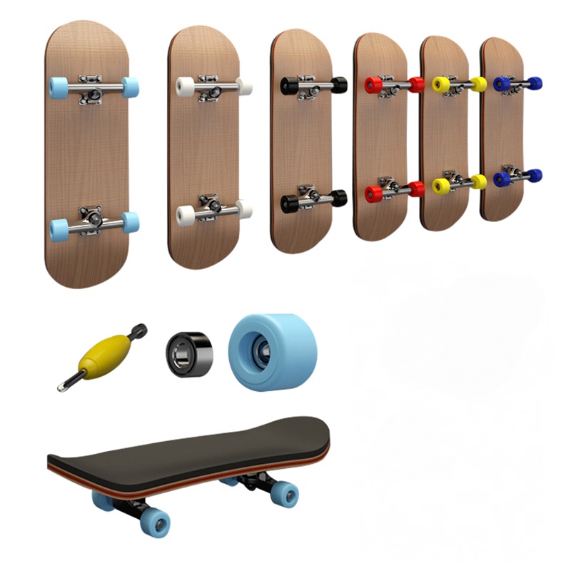 Set Mainan SkateBoard Jari Bahan Kayu Dengan Bearing Untuk Anak Laki-Laki