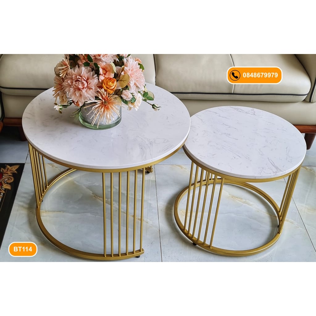 Meja Tamu Bundar Amara 1 SET / Meja Minimalis / Meja Teras / Coffe Table Ongir Murah