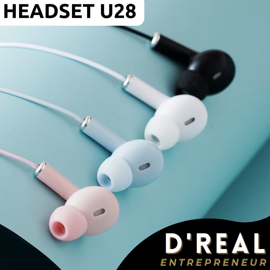 Headset Macaron U28 with mic Kualitas Premium Earphone Mega bass