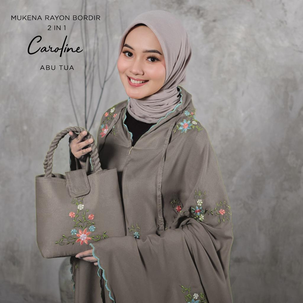 MUKENA BALI TASIK - MUKENA DEWASA RAYON BORDIR 2 IN 1 CAROLINE