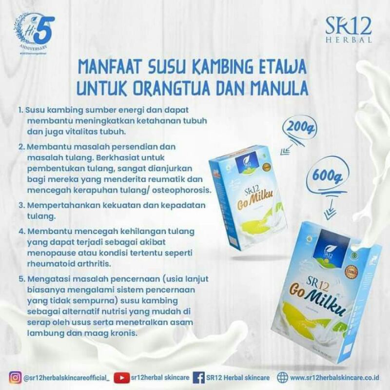 

GO MILKU SR12 SUSU KAMBING ETAWA HALAL BPOM MENINGKATKAN KESEHATAN IMUN TUBUH MELANCARKAN ASI