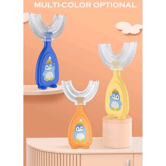 [BISA COD] 1 PCS Sikat Gigi Bentuk U Silikon Anak Kualitas Bagus Karakter Beruang Kelinci Sangat Lembut