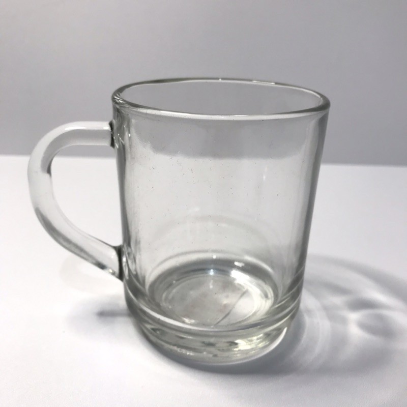 Gelas Kaca Gagang Polos/Gelas Biasa/Cangkir Kopi/Gelas Teh 250ml/Mug/Thumbler/Drink Glass