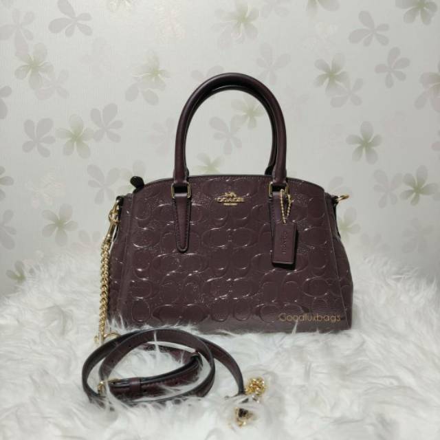ORIGINAL Tas Coach Mini Sage Satchel Embossed Oxblood
