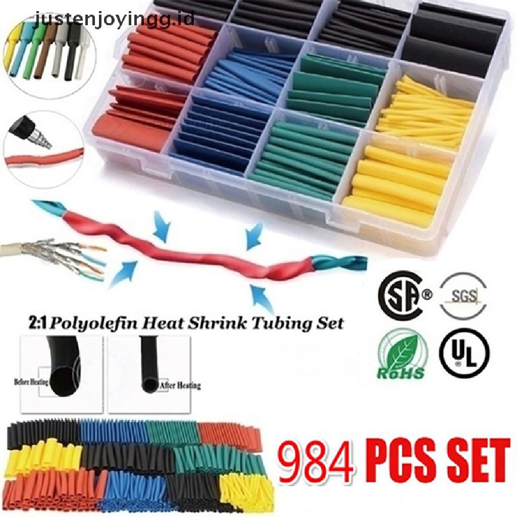 // justenjoyingg.id // Upgraded 164/328/656/984Pcs Heat Shrink Tubing Insulation Shrinkable Tube ~