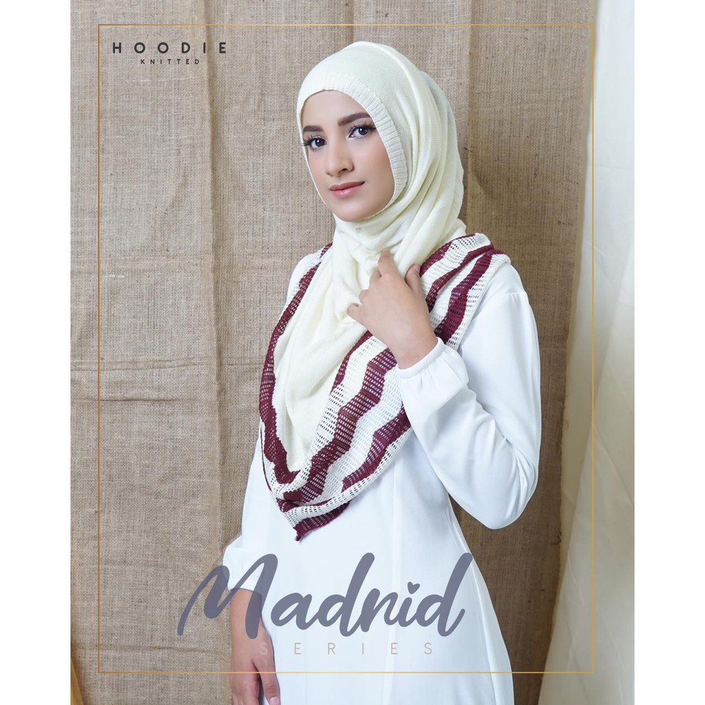 Hijab Rajut Instan Hoodie Madrid